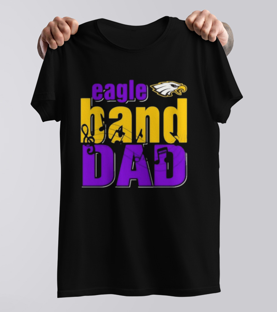 Eagle Band Dad With Eagle Head Icon Yellow And Purple T-Shirt