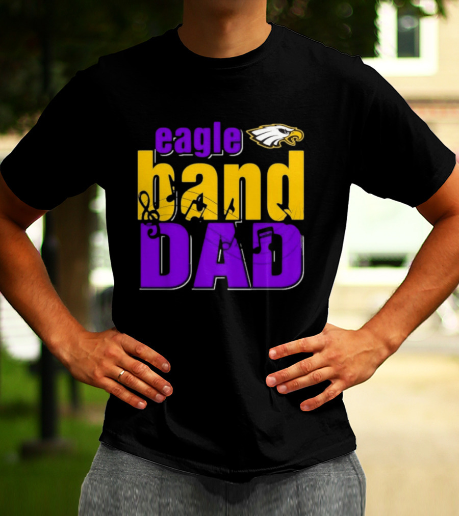 Eagle Band Dad With Eagle Head Icon Yellow And Purple T-Shirt