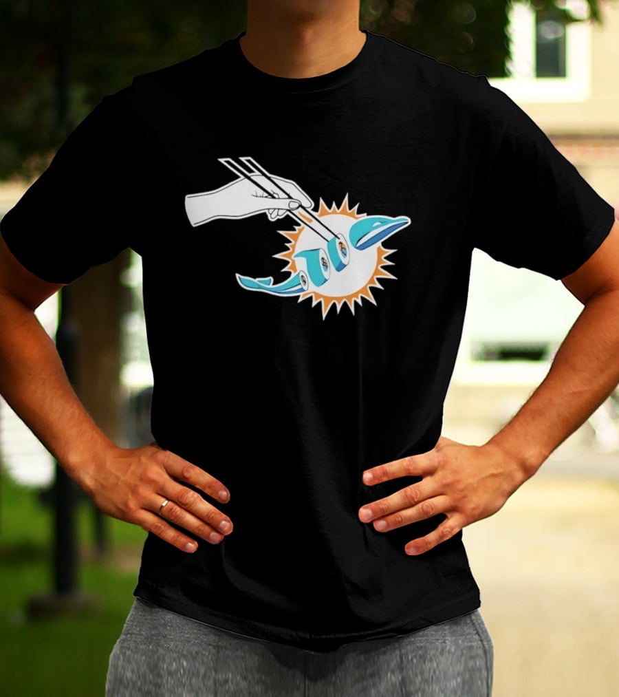 Miami Dolphins Sushi Roll Chopsticks T-Shirt