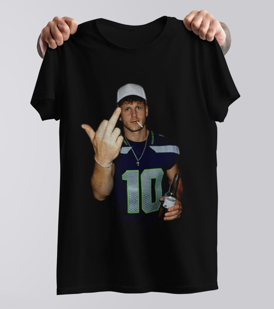 Seattle Seahawks Cooper Kupp Smoking Beer Gesture Iconic Football T-Shirt