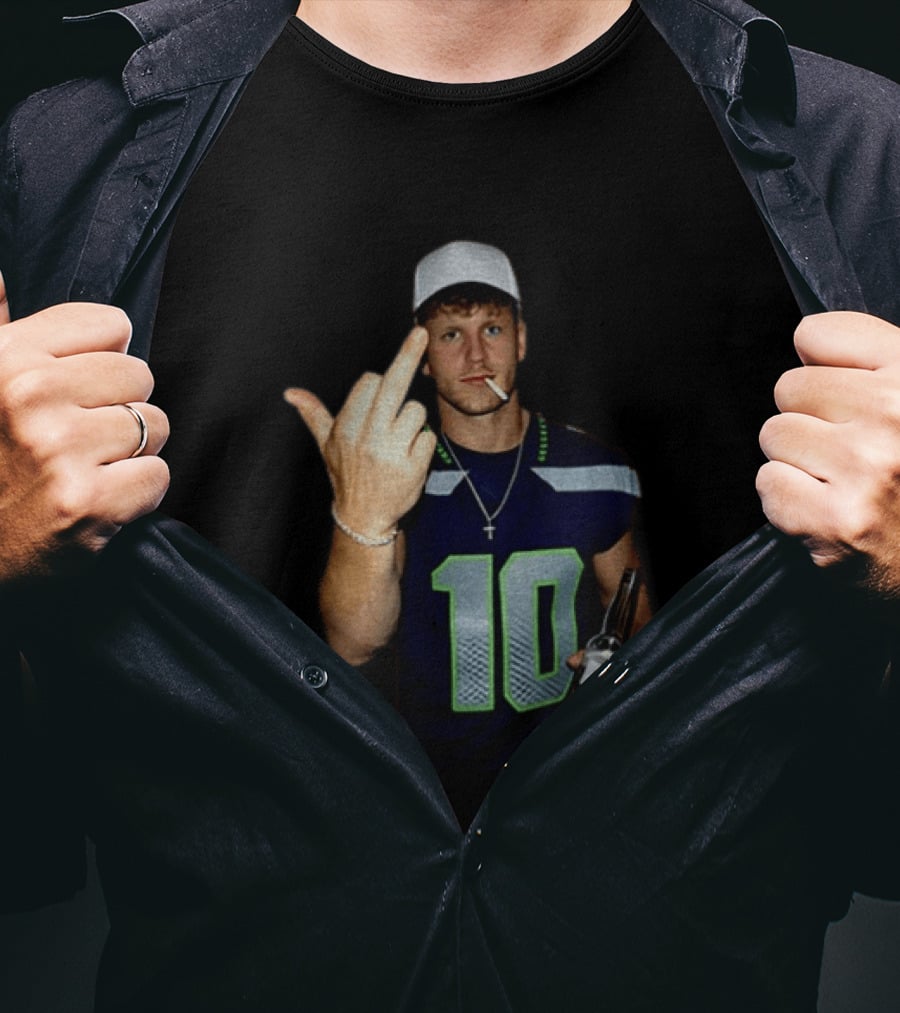 Seattle Seahawks Cooper Kupp Smoking Beer Gesture Iconic Football T-Shirt