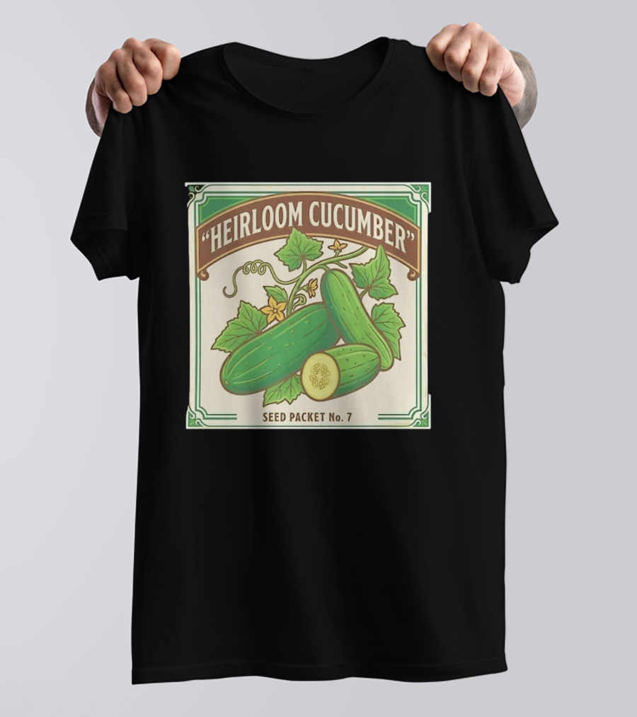 Heirloom Cucumber Seed Packet No 7 Vintage Gardening Iconic Green T-Shirt