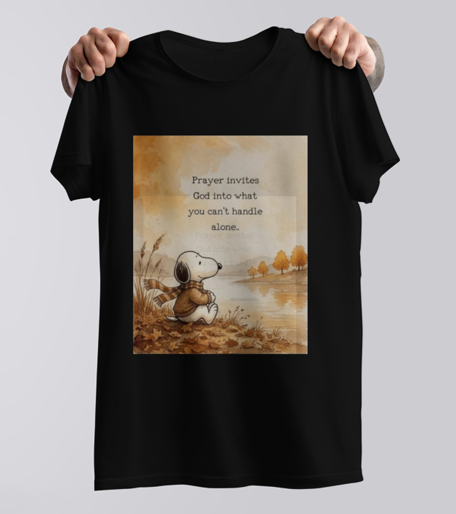 Snoopy Prayer Invites God Into What You Can't Handle Alone Autumn Scene T-Shirt