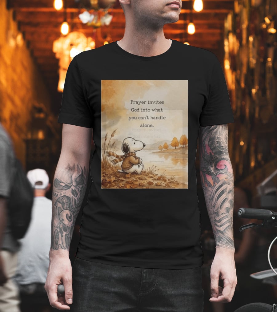 Snoopy Prayer Invites God Into What You Can't Handle Alone Autumn Scene T-Shirt