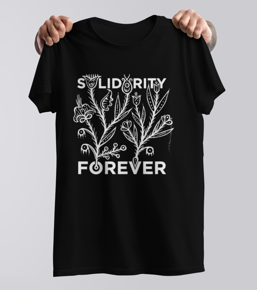 Solidarity Forever Floral Labor Union Block Print T-Shirt