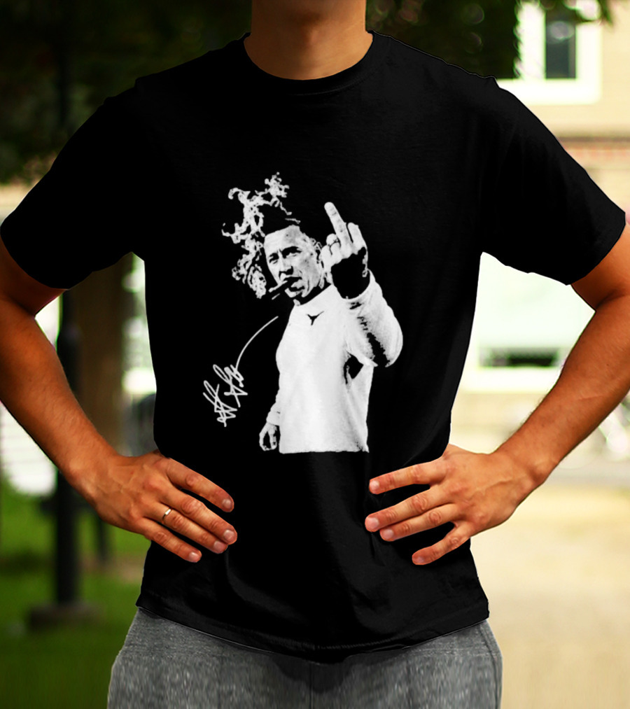 Steve Sarkisian Gesture Smoking Cigar Signature T-Shirt