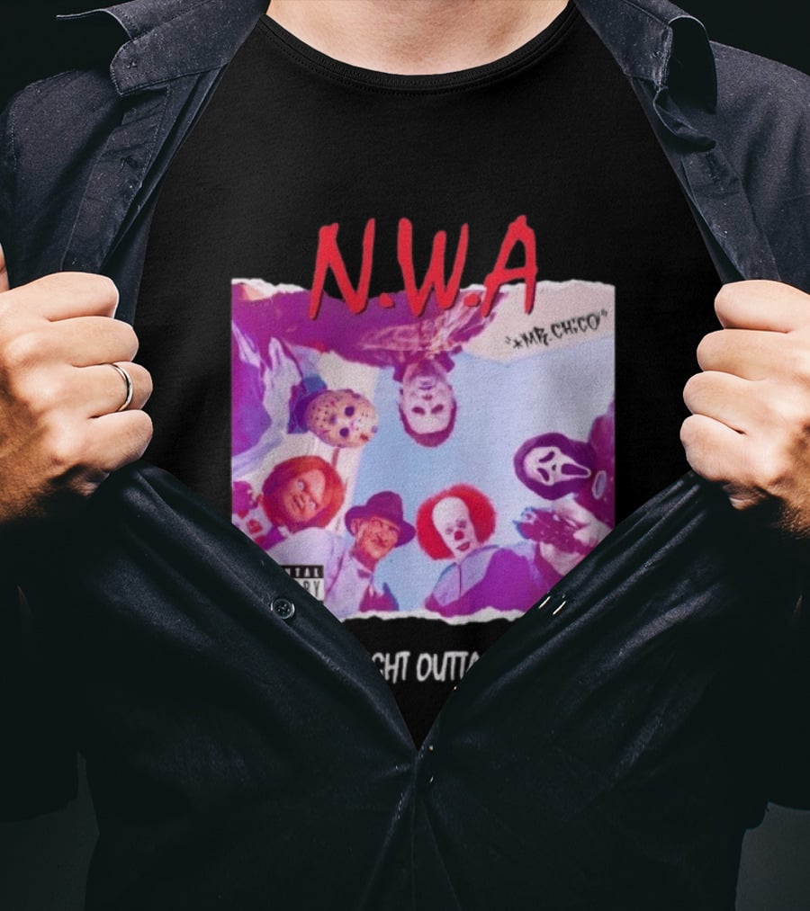 N.W.A Straight Outta Hell Horror Movie Character Mashup T-Shirt