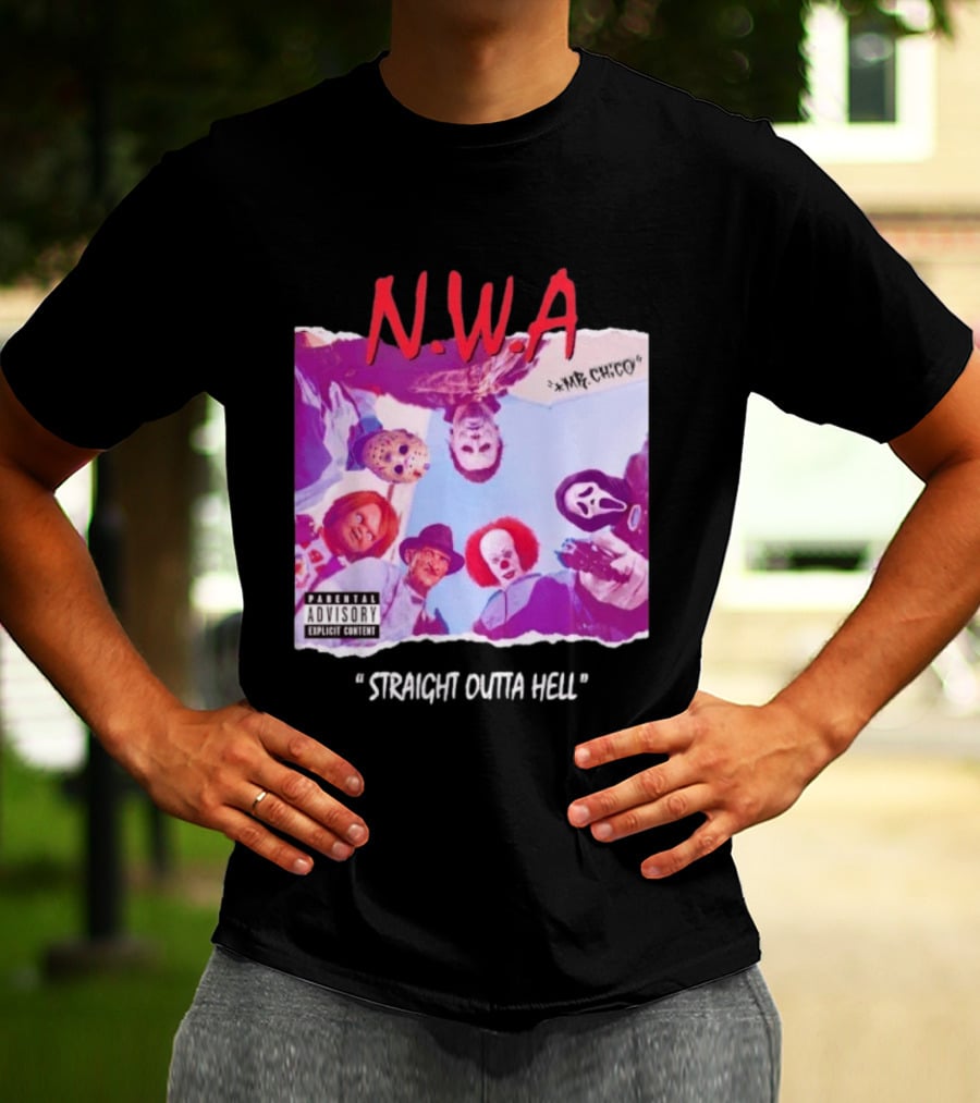 N.W.A Straight Outta Hell Horror Movie Character Mashup T-Shirt