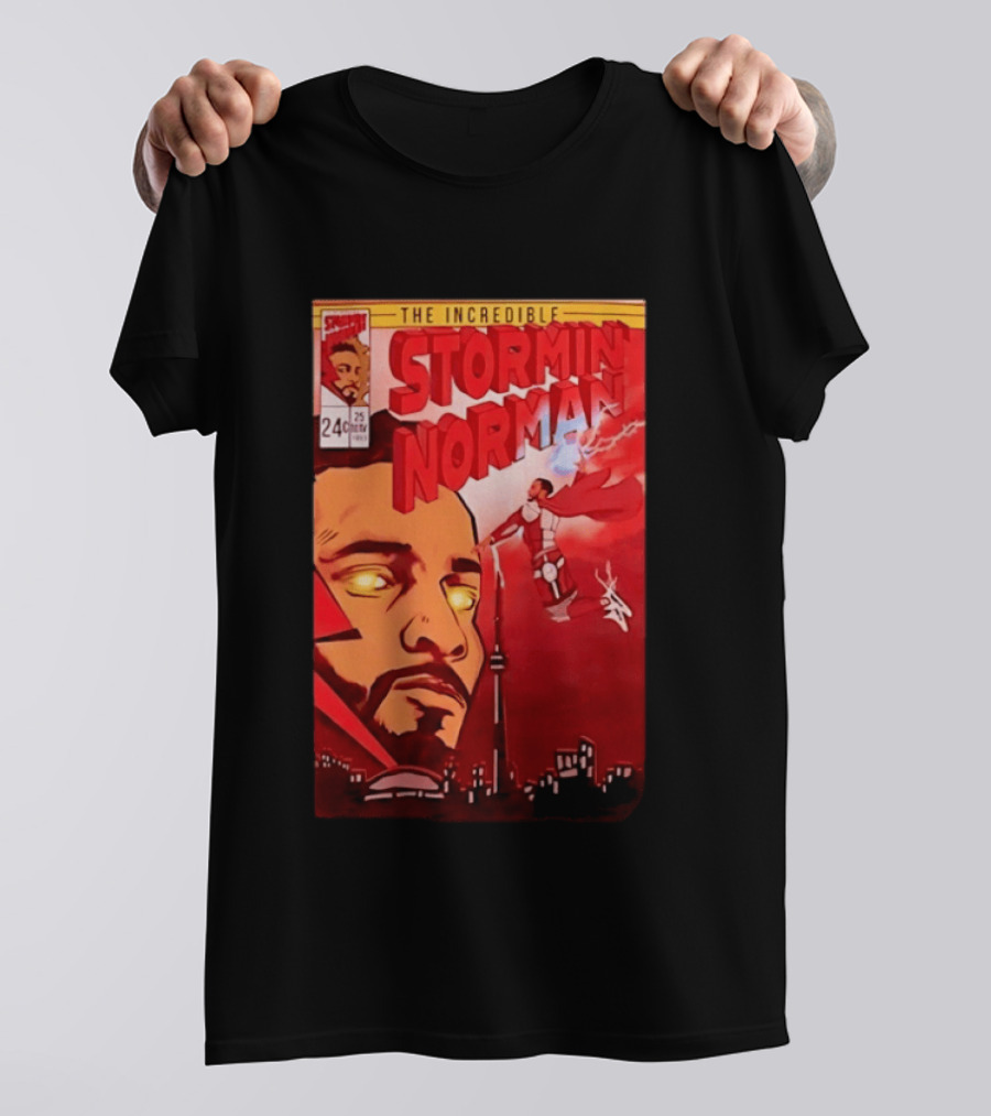 The Incredible Stormin Norman Comic Book Flying Superhero Cityscape 25 Cent Issue 24 T-Shirt
