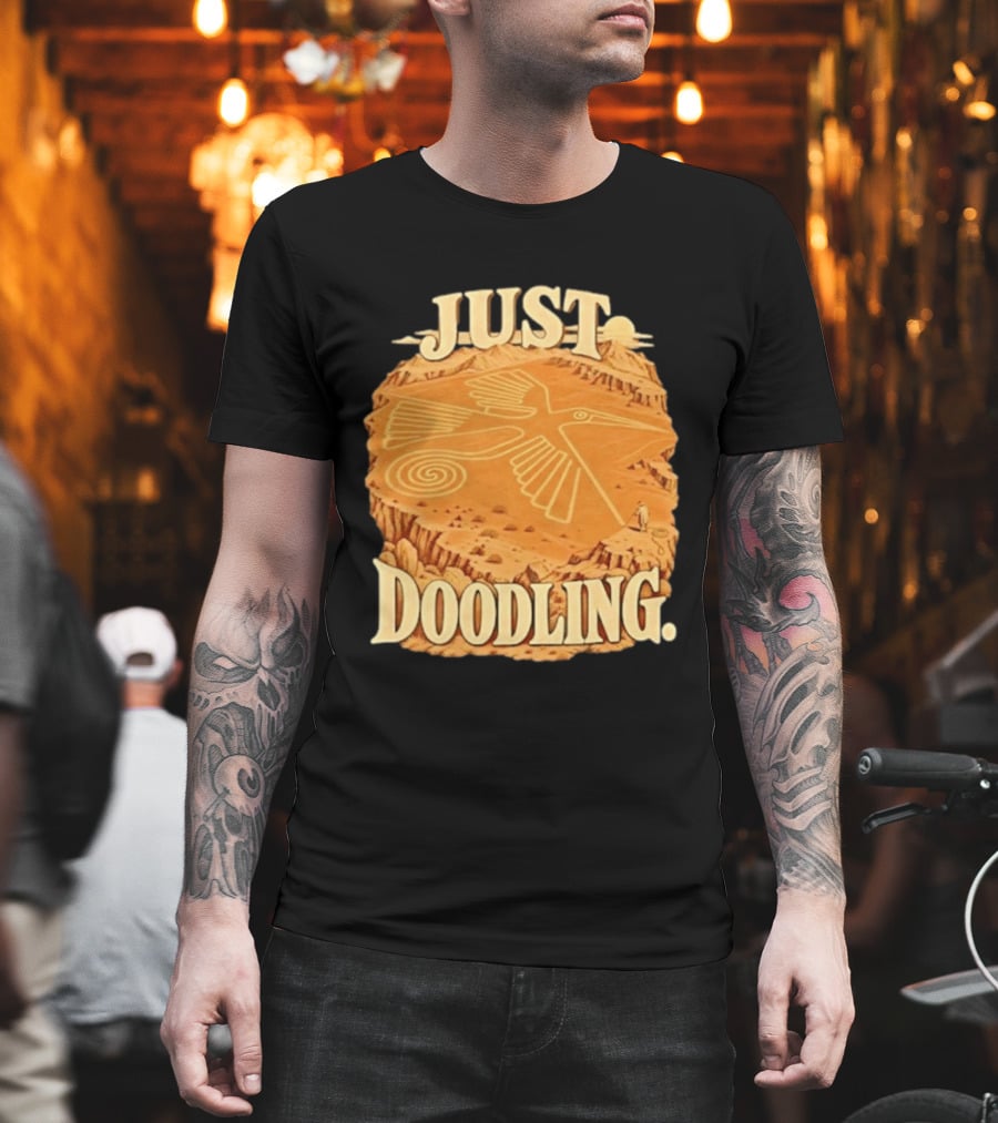 Just Doodling Nazca Lines Hummingbird Desert Landscape T-Shirt