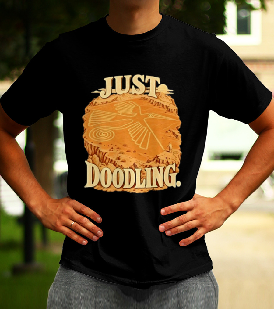 Just Doodling Nazca Lines Hummingbird Desert Landscape T-Shirt
