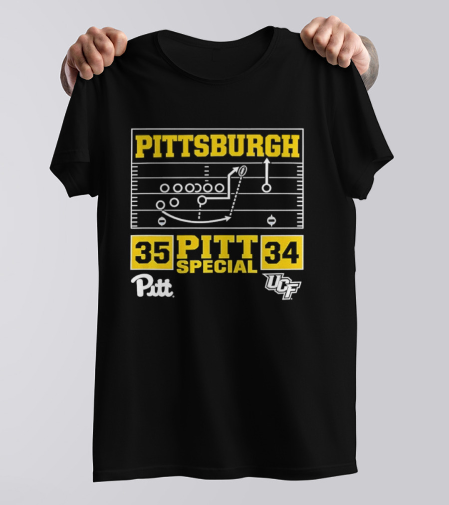 Pittsburgh Pitt Special 35 34 Victory Football Play Diagram Vs UCF T-Shirt