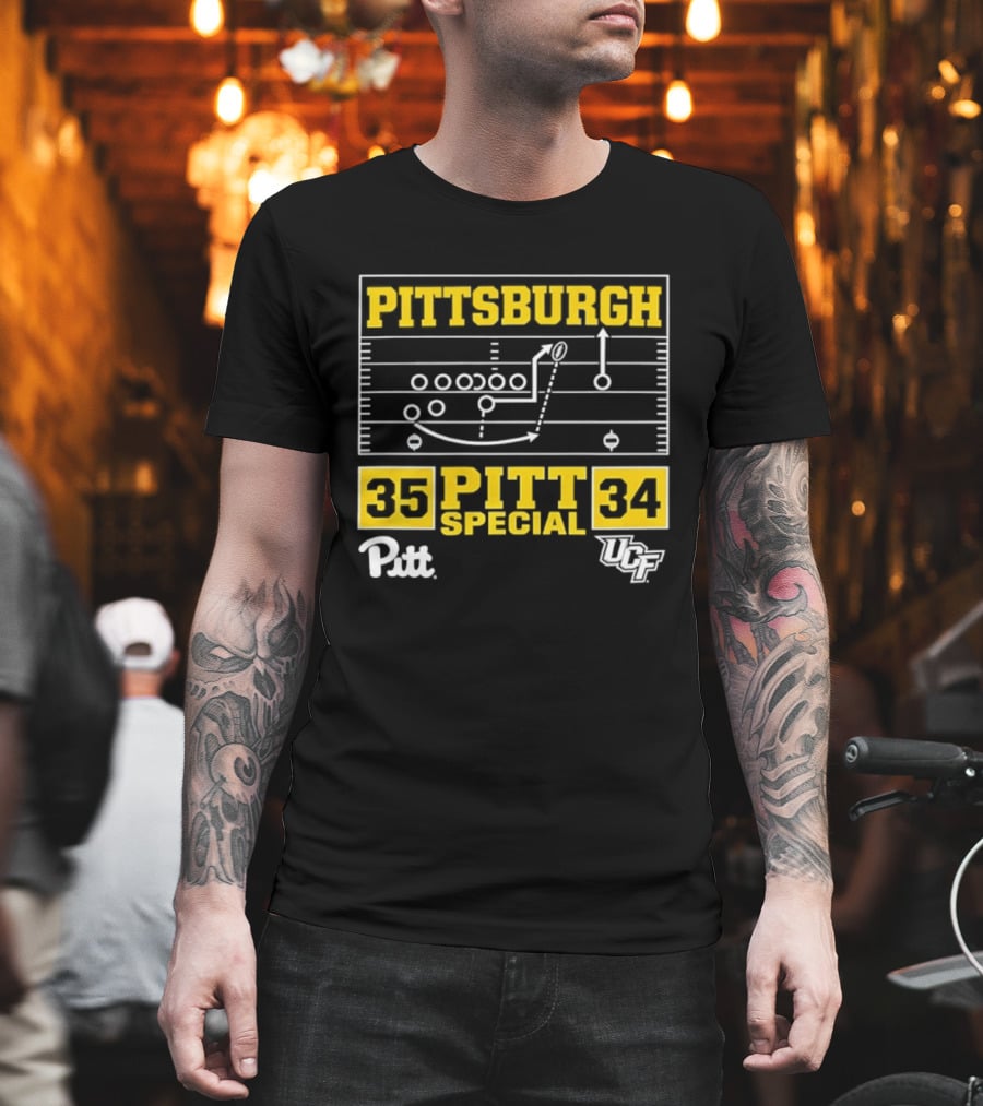 Pittsburgh Pitt Special 35 34 Victory Football Play Diagram Vs UCF T-Shirt