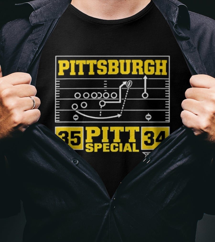 Pittsburgh Pitt Special 35 34 Victory Football Play Diagram Vs UCF T-Shirt
