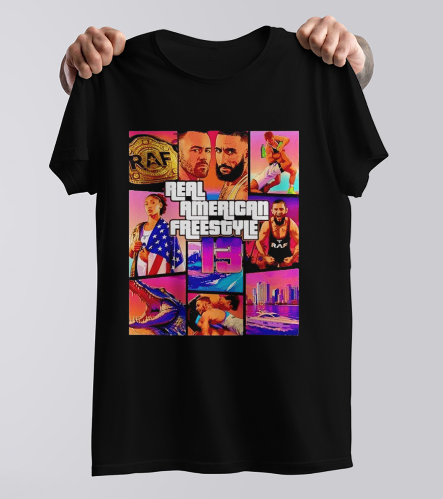 Real American Freestyle 13 Wrestling RAF Alligator Miami Scene T-Shirt