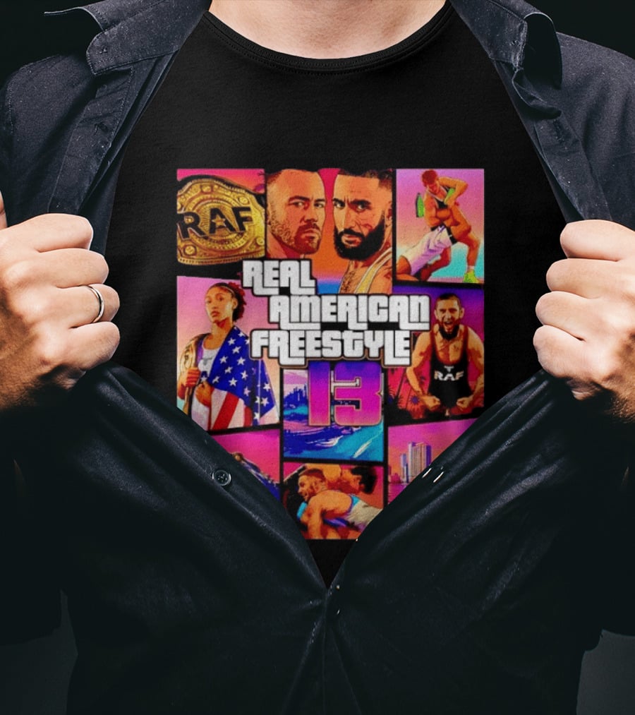 Real American Freestyle 13 Wrestling RAF Alligator Miami Scene T-Shirt
