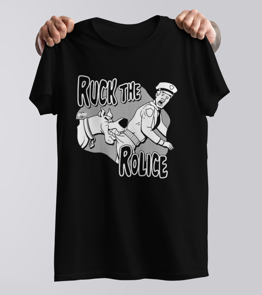 Ruck The Rolice Cartoon Dog Satire Pop Culture Police Officer And Dog T-Shirt