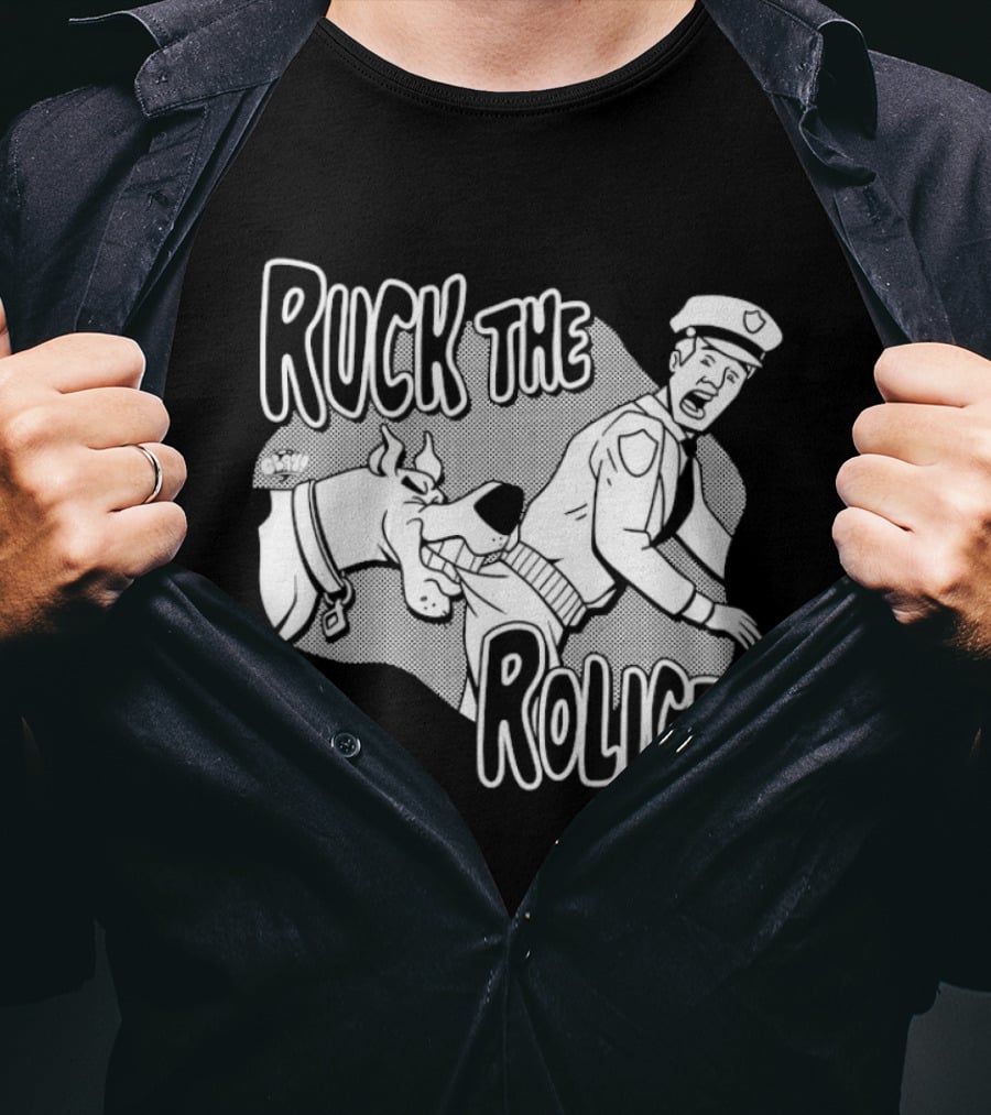 Ruck The Rolice Cartoon Dog Satire Pop Culture Police Officer And Dog T-Shirt