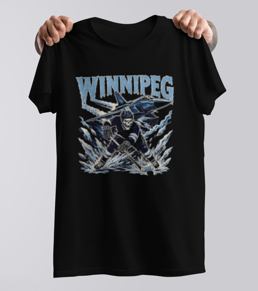 Winnipeg Jets Hockey Skeleton Player Ice Jet T-Shirt