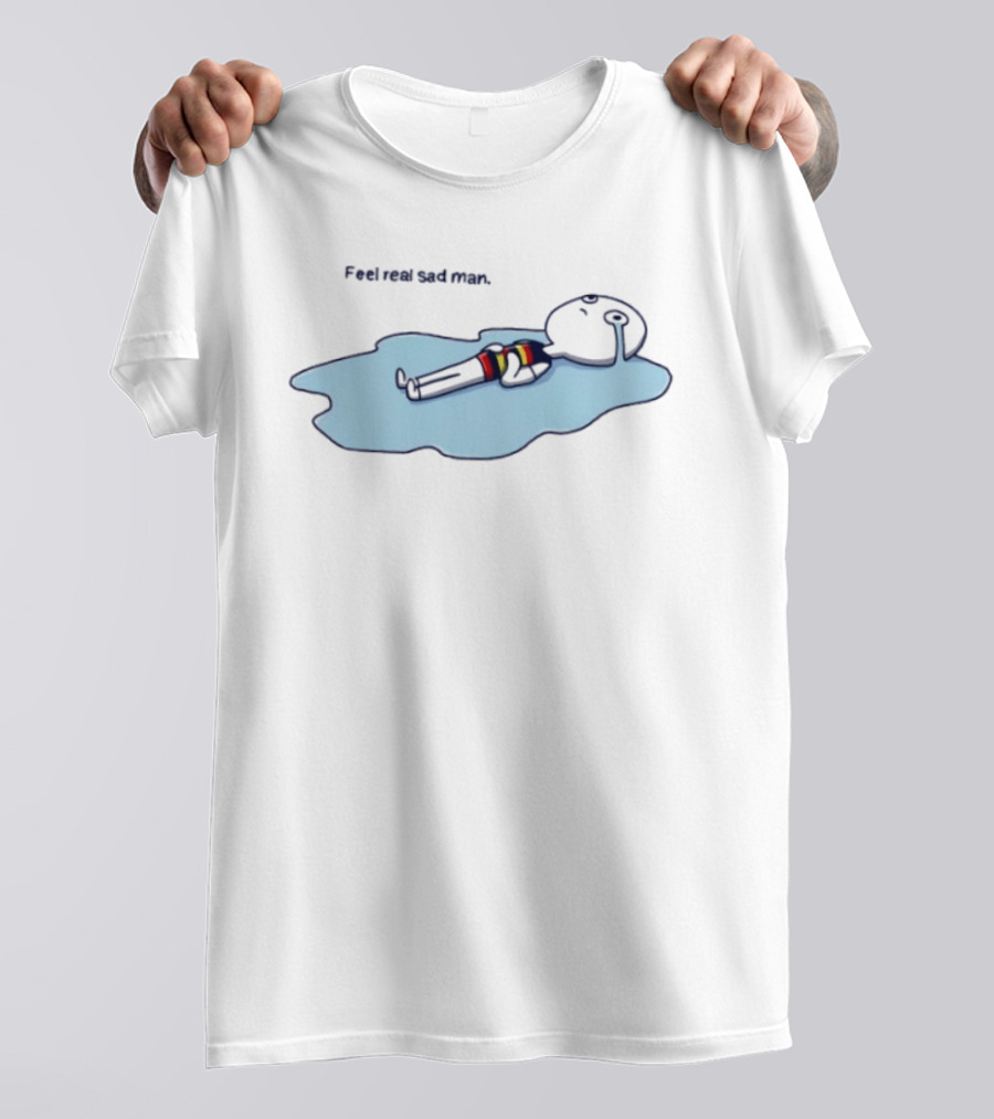 Adelaide FC Feel Real Sad Man Crying Lying Down Fan Humor T-Shirt