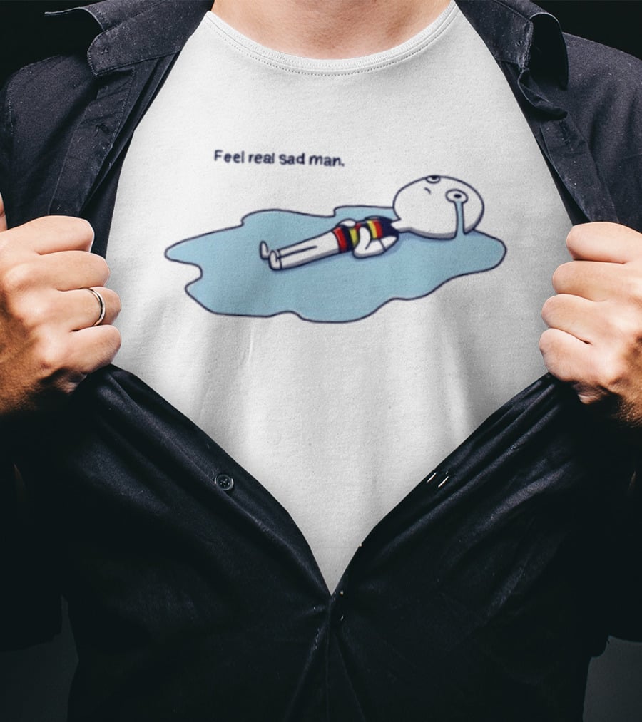 Adelaide FC Feel Real Sad Man Crying Lying Down Fan Humor T-Shirt