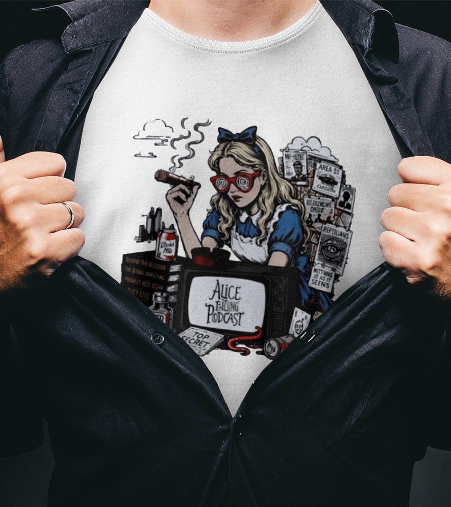 Alice Falling Podcast Conspiracy Theory Red Pill Top Secret Area 51 Reptilians Seeing Is Believing T-Shirt