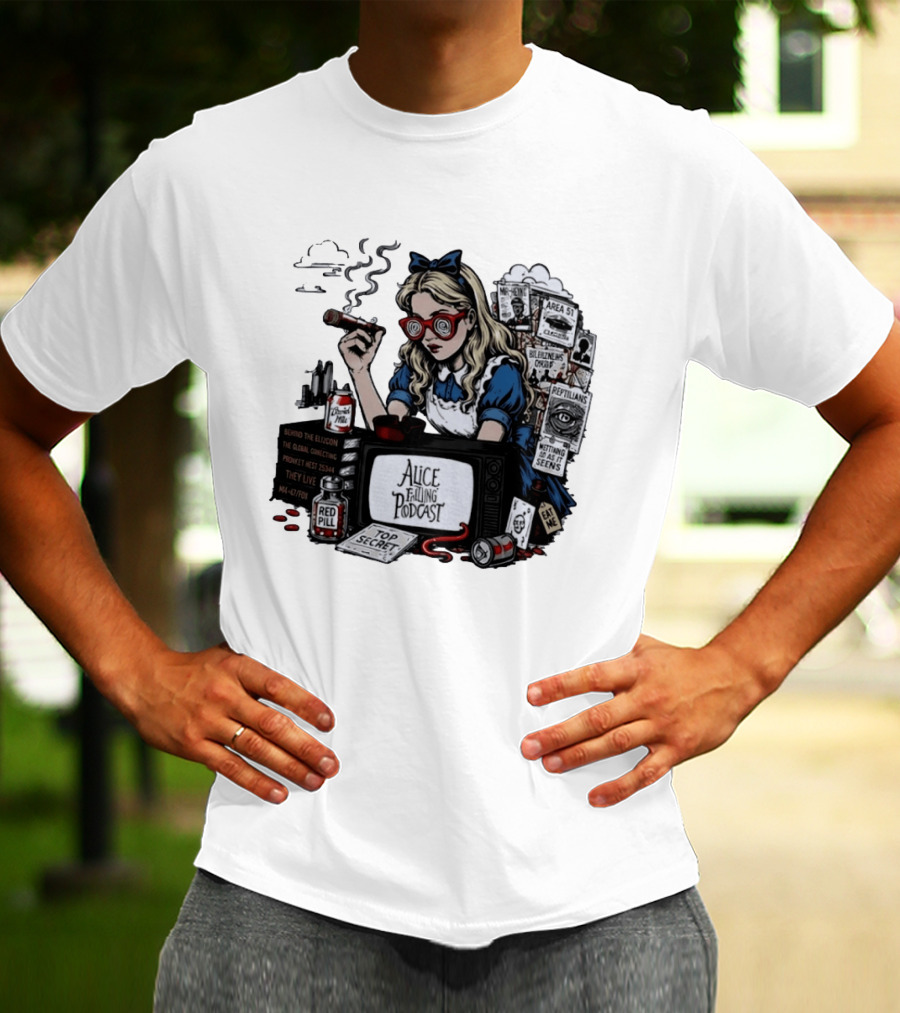 Alice Falling Podcast Conspiracy Theory Red Pill Top Secret Area 51 Reptilians Seeing Is Believing T-Shirt