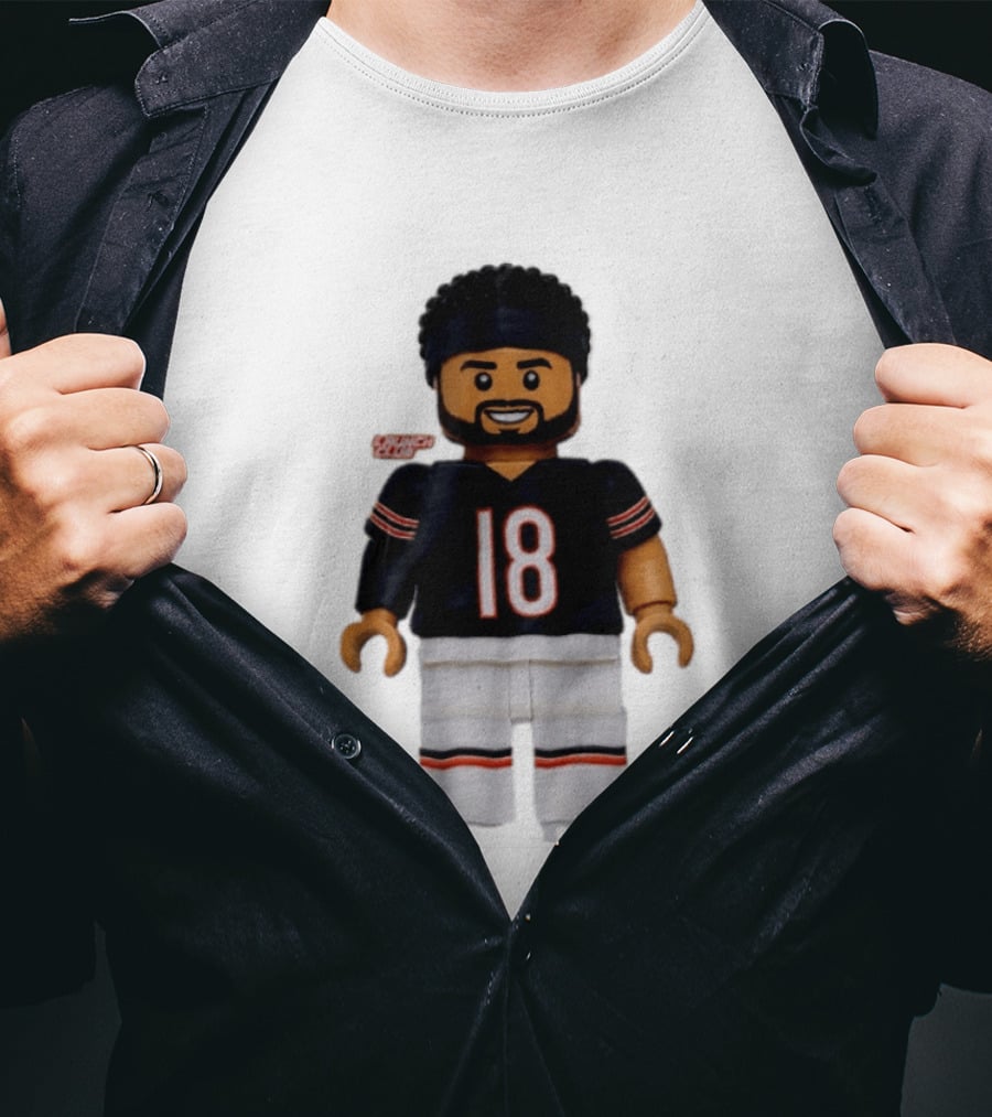 Chicago Bears Quarterback Caleb Williams 18 Lego Minifigure T-Shirt