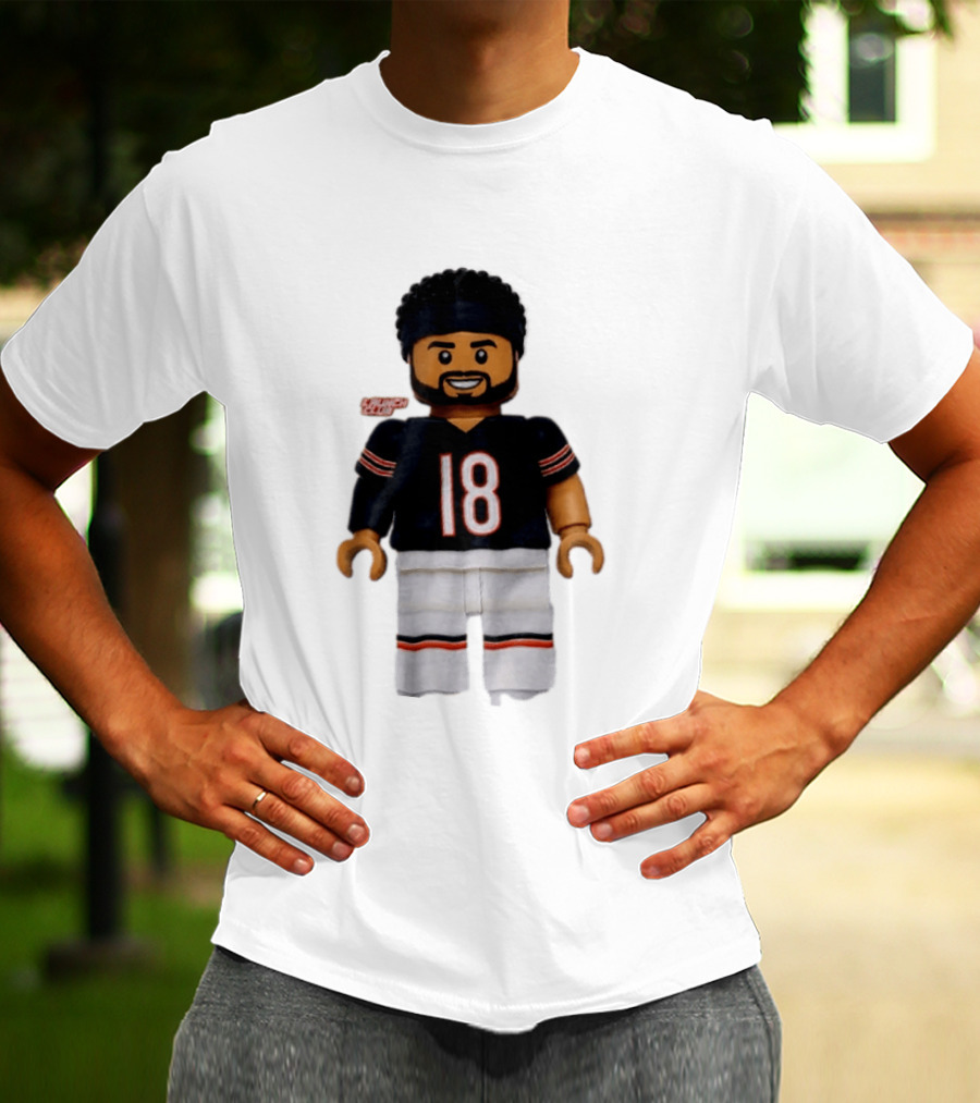 Chicago Bears Quarterback Caleb Williams 18 Lego Minifigure T-Shirt