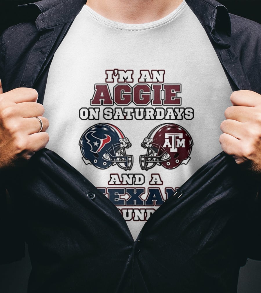 I'm An Aggie On Saturdays And A Texan On Sundays Football Helmets T-Shirt