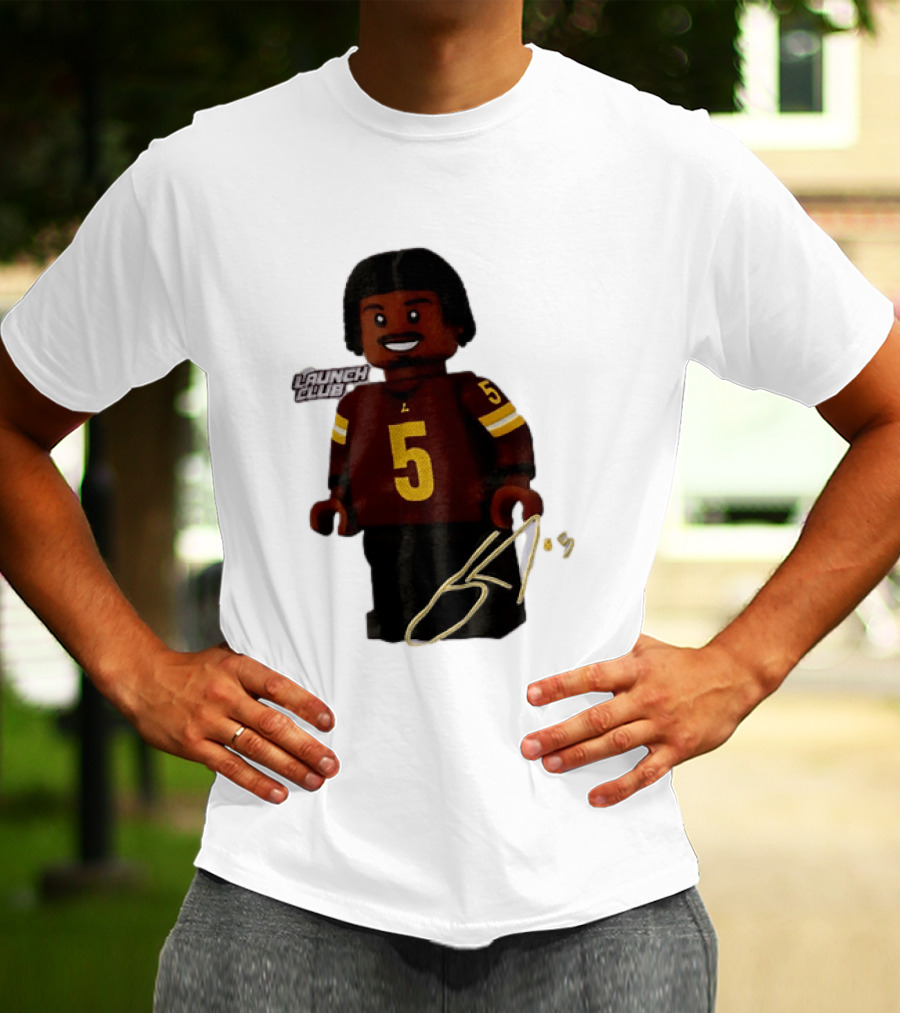 Washington Commanders Quarterback Jayden Daniels Launch Club Number 5 T-Shirt