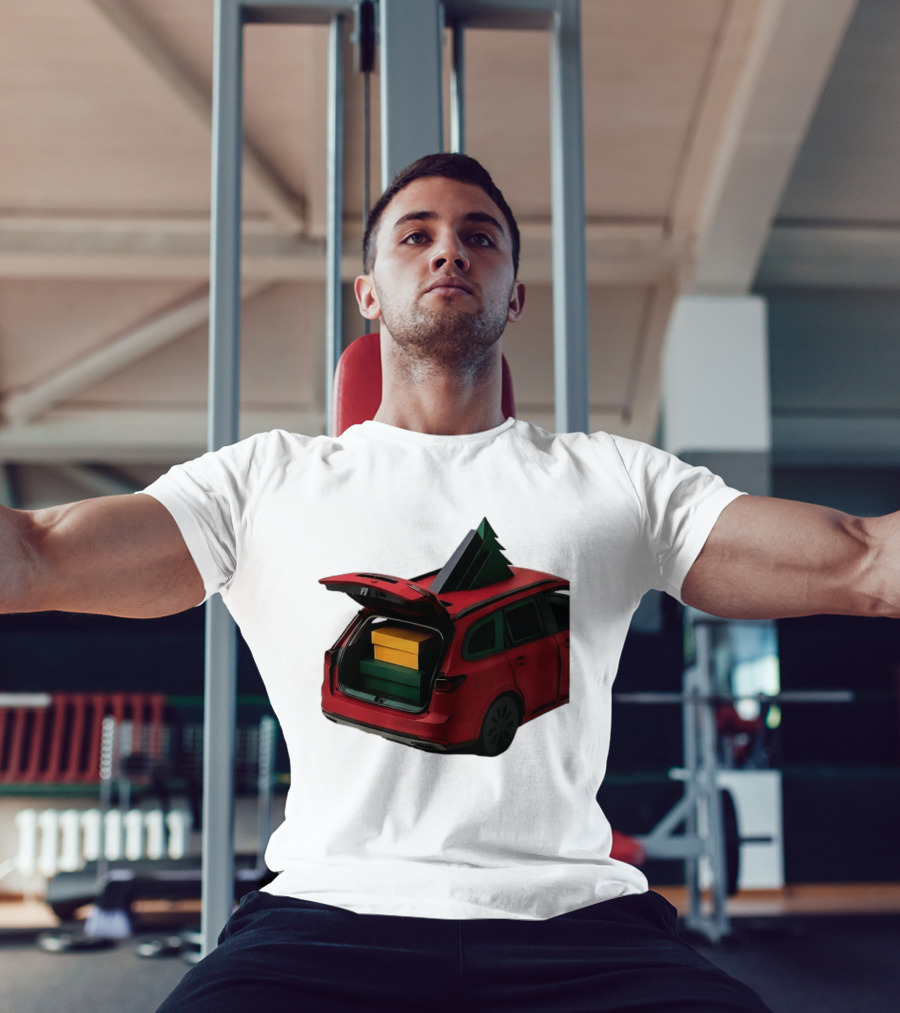 Most Likely To Pack The Car Festive Holiday Travel Scene With Christmas Tree And Gifts T-Shirt