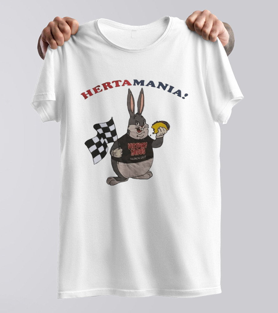 Hertamania Victory Tacos Valencia Calif Big Chungus Checkered Flag T-Shirt