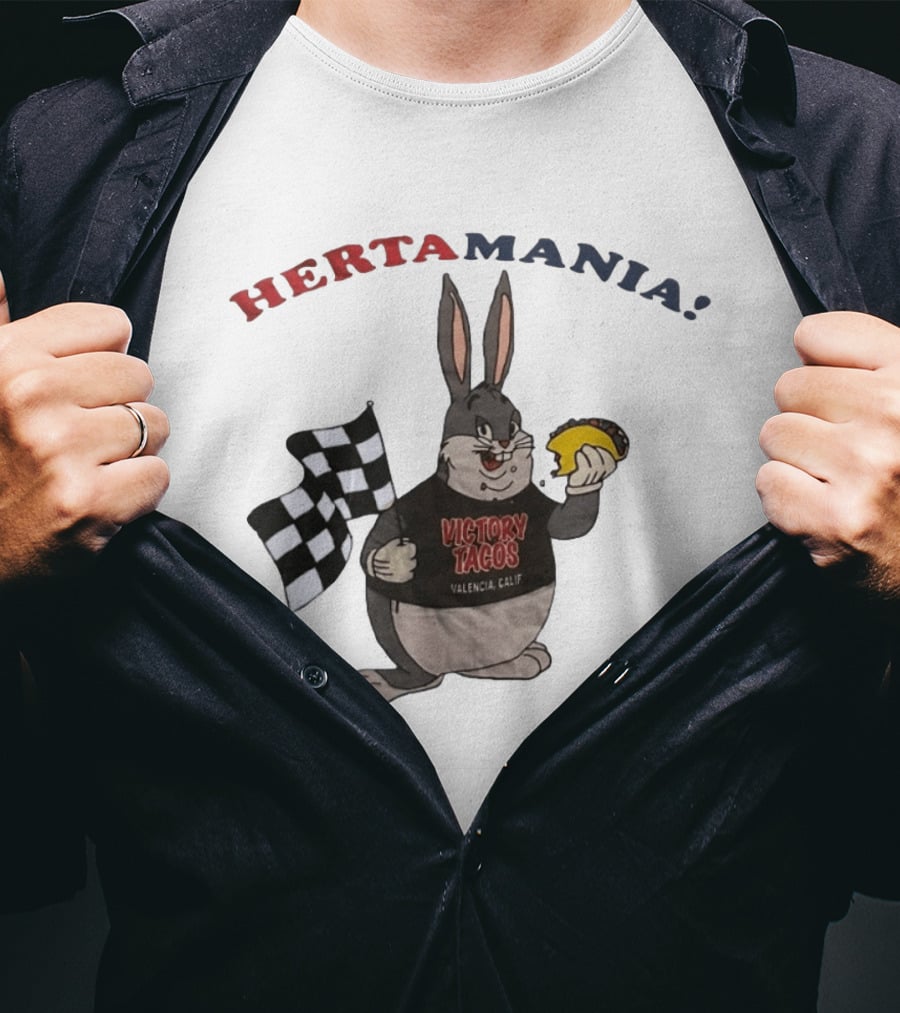 Hertamania Victory Tacos Valencia Calif Big Chungus Checkered Flag T-Shirt