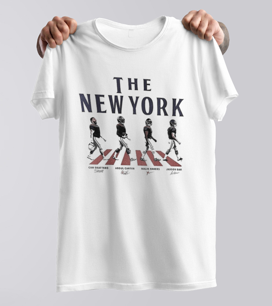 New York Walking Road Football Jaxson Dart Cam Skattebo Abbey Road T-Shirt
