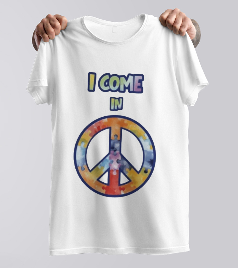 I Come In Peace Puzzle Piece Autism Awareness T-Shirt