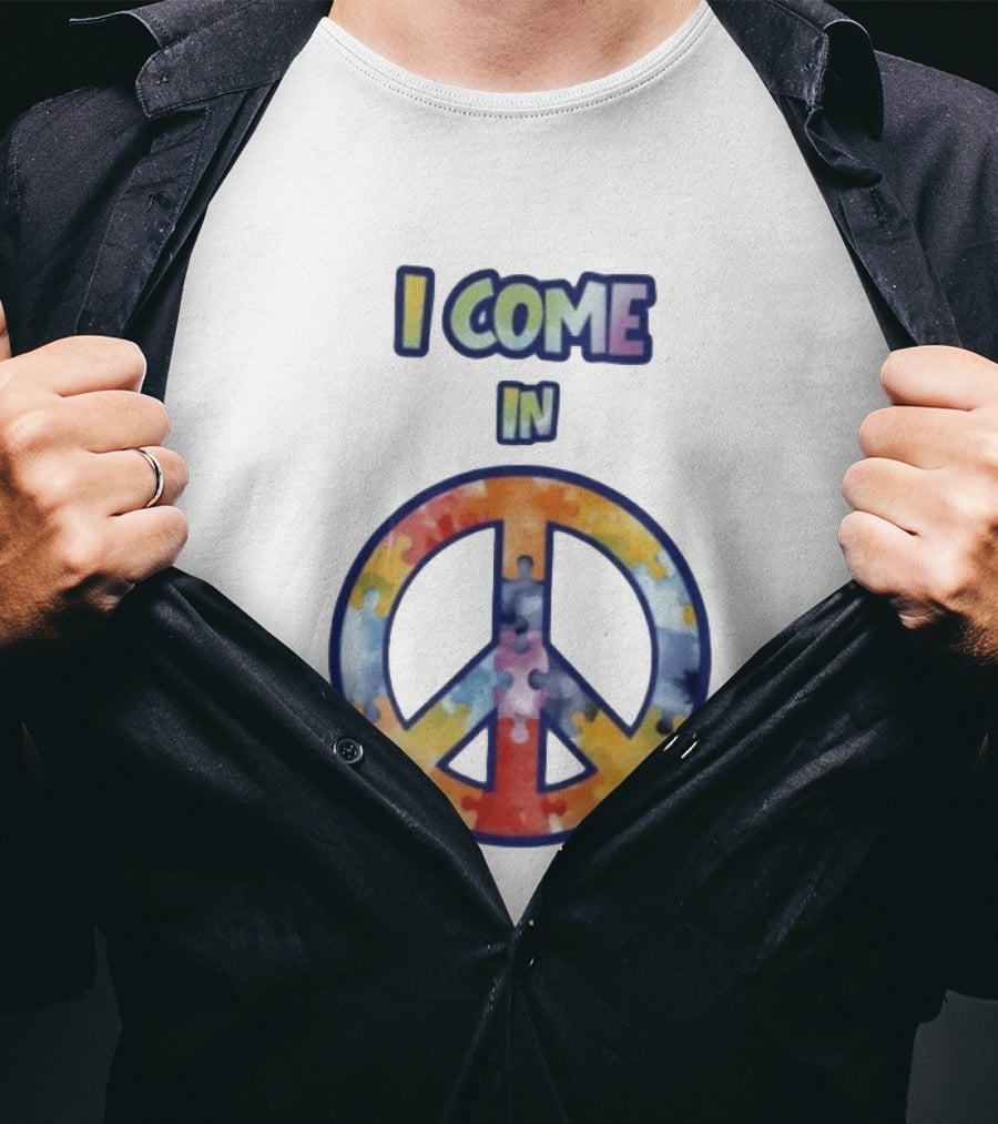 I Come In Peace Puzzle Piece Autism Awareness T-Shirt