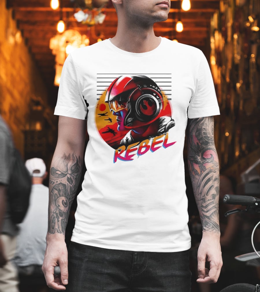 Star Wars Rebel Pilot Helmet Sunset Sci Fi Rebel T-Shirt