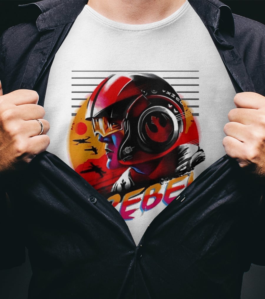 Star Wars Rebel Pilot Helmet Sunset Sci Fi Rebel T-Shirt