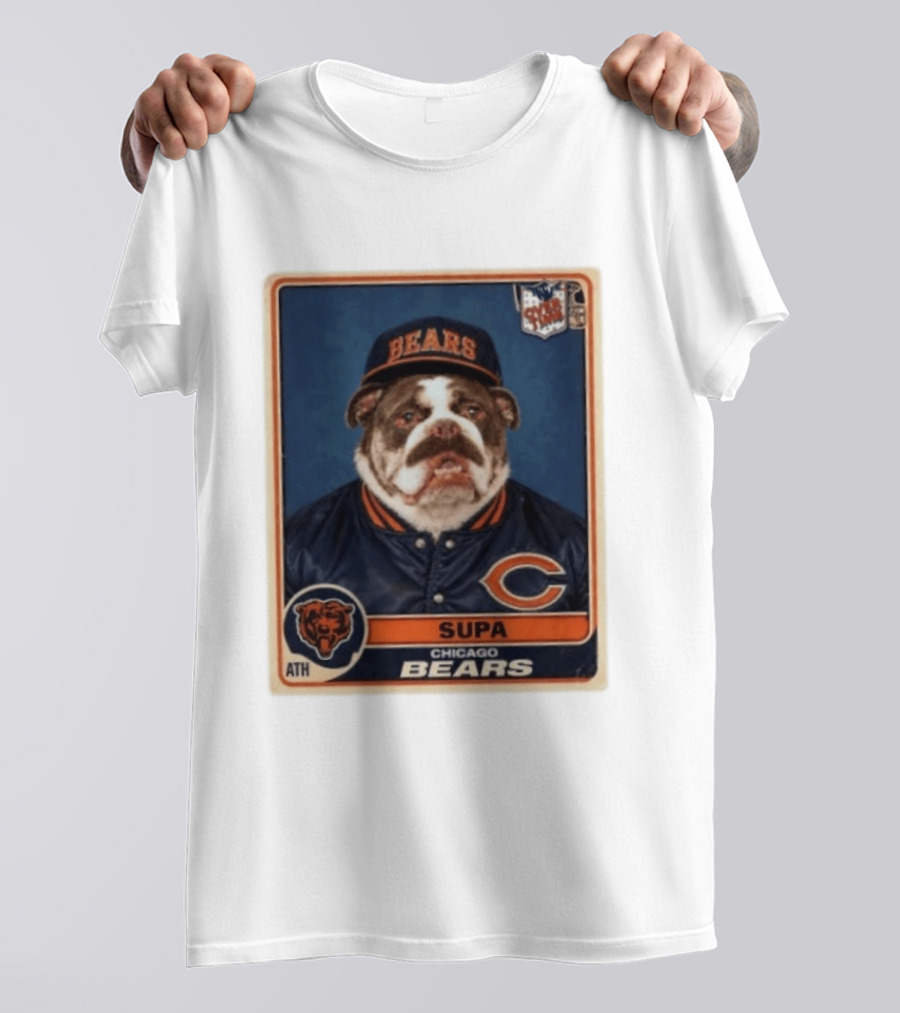Supa Chicago Bears Football Trading Card Bulldog ATH T-Shirt