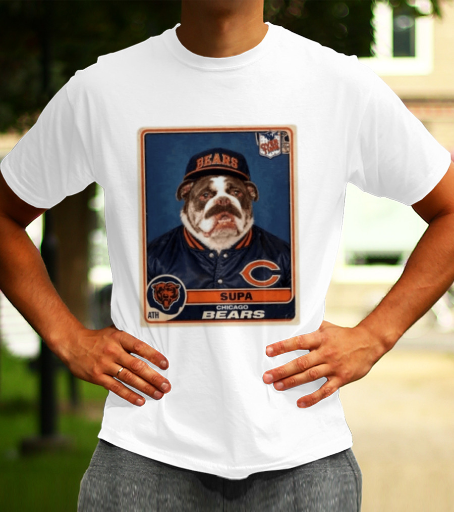 Supa Chicago Bears Football Trading Card Bulldog ATH T-Shirt