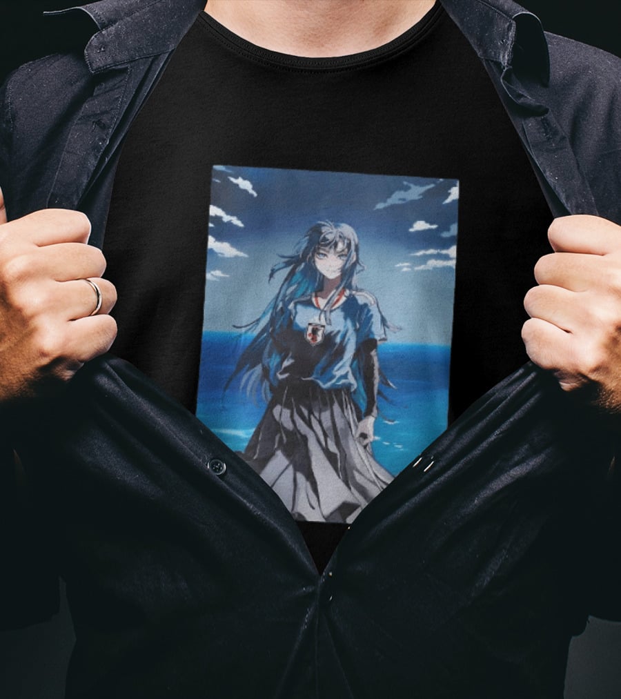 Anime Girl Japan National Football Team JFA Samurai Ocean Scene T-Shirt