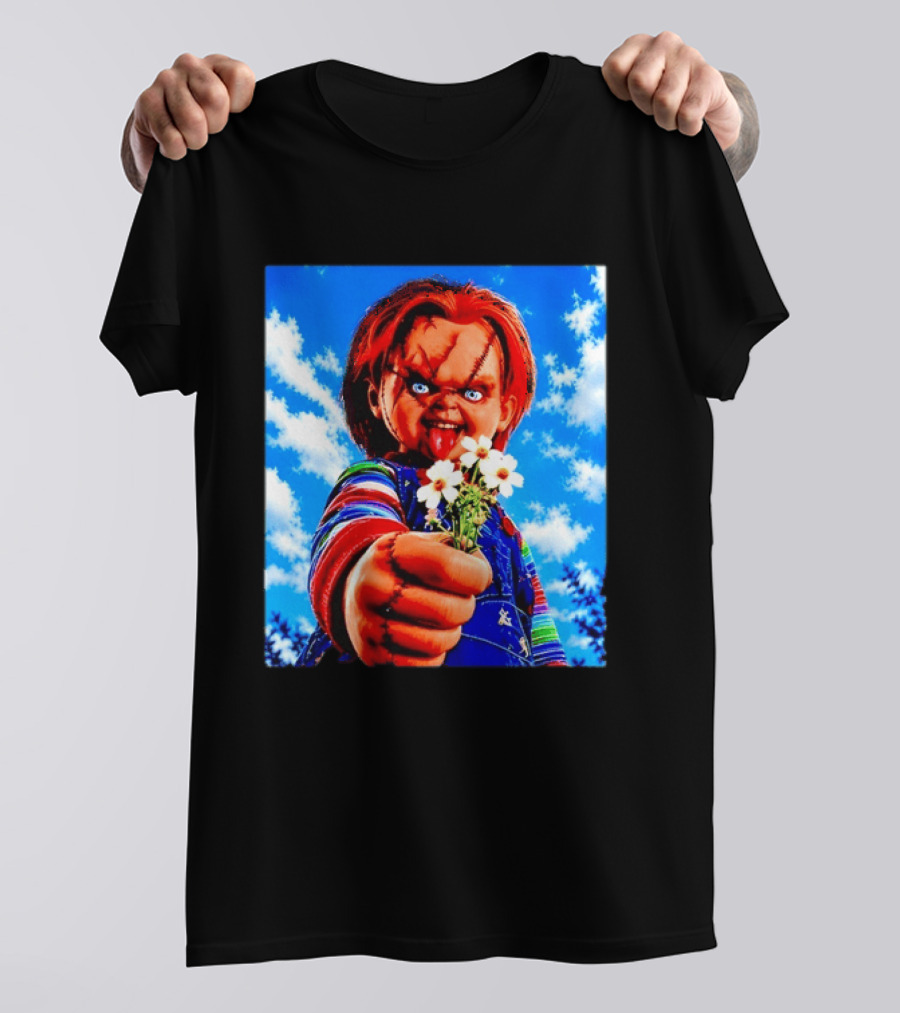 Chucky Child's Play Horror Movie Flowers Gesture T-Shirt