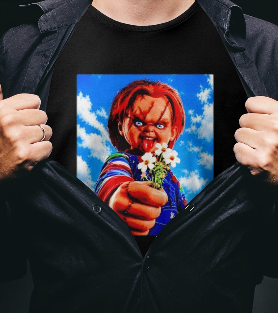 Chucky Child's Play Horror Movie Flowers Gesture T-Shirt