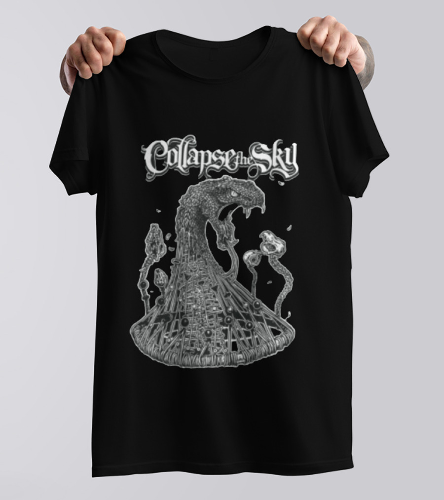 Collapse The Sky Monstrous Serpent Cage Skulls Line T-Shirt