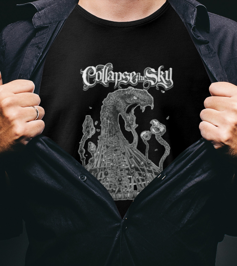 Collapse The Sky Monstrous Serpent Cage Skulls Line T-Shirt
