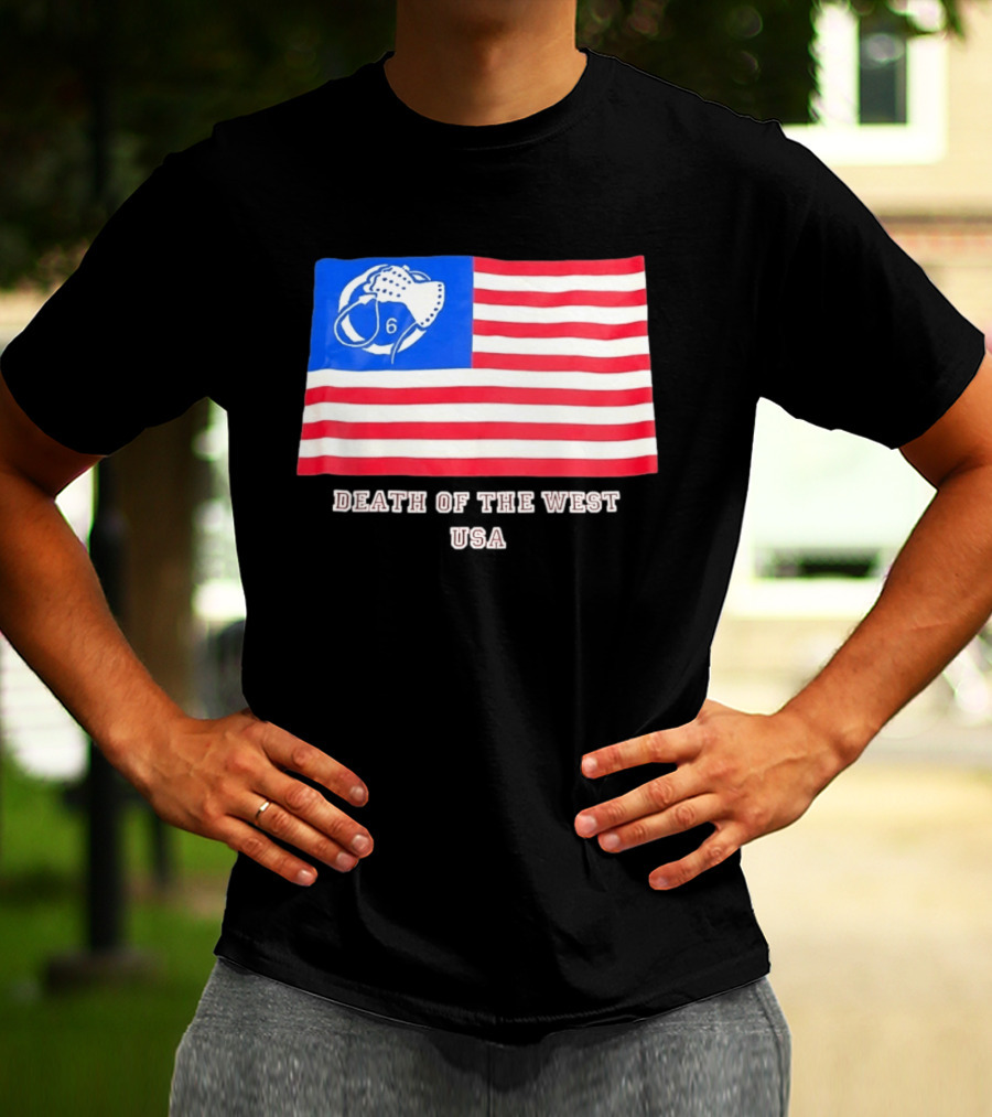 Death Of The West USA Flag Hockey Mask And Crossbones 6 T-Shirt
