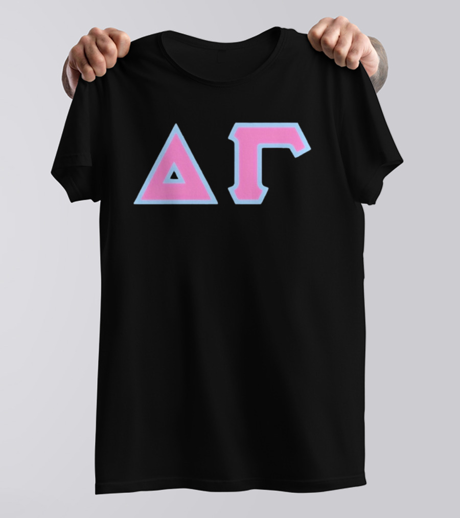 Delta Gamma Sorority Greek Letters Pink And Blue T-Shirt