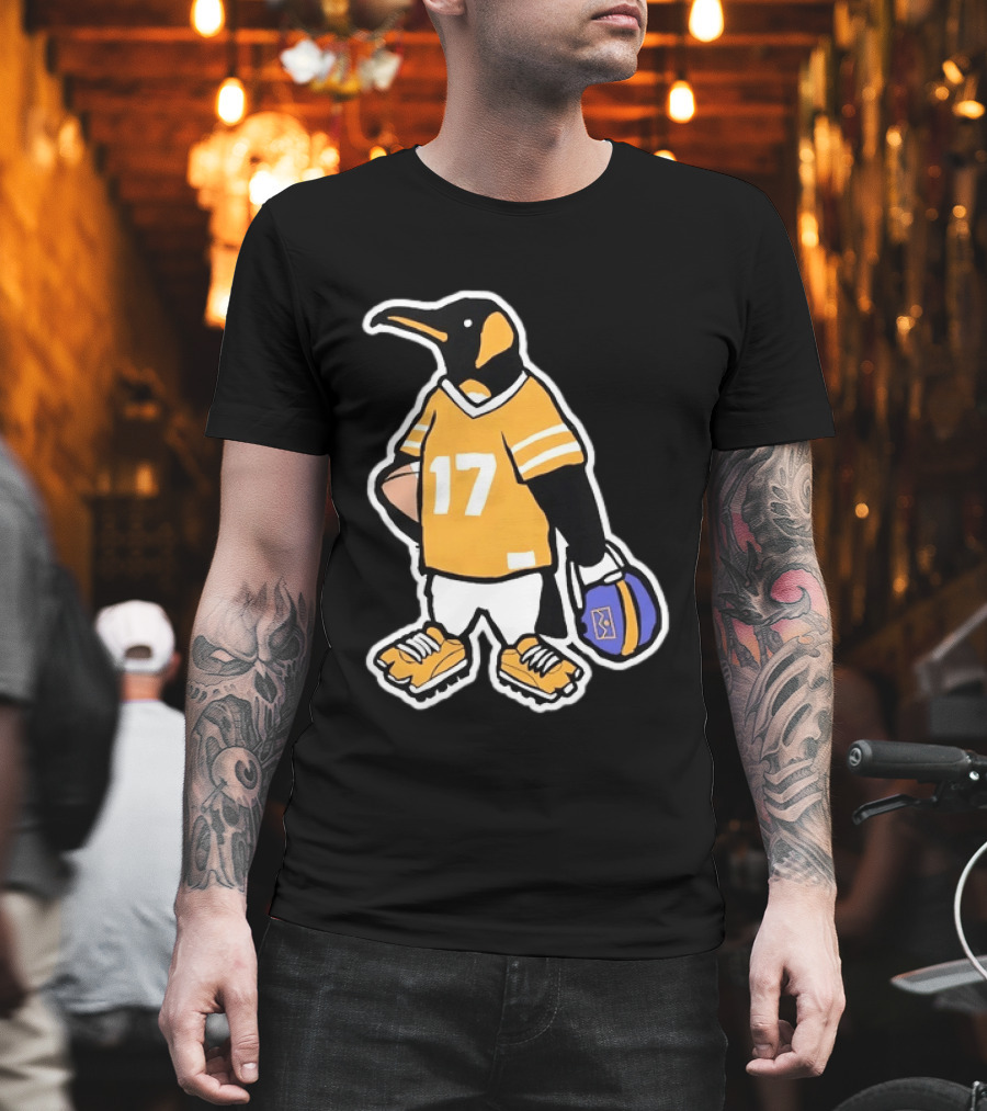 DNVR Number 17 Penguin In Denver Football Gear T-Shirt