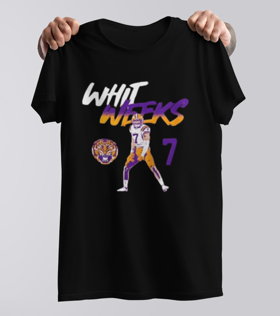 LSU Tigers Football Whit Weeks 7 Player Pose Tiger T-Shirt